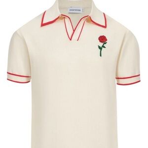 Classic White Dress Shirt with Red Trim